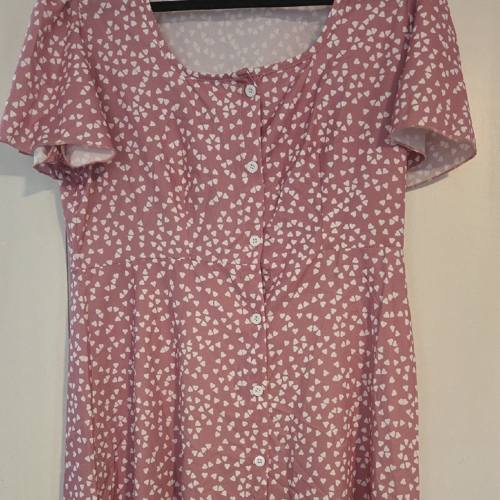 Pink Heart Patterned Women's Top
